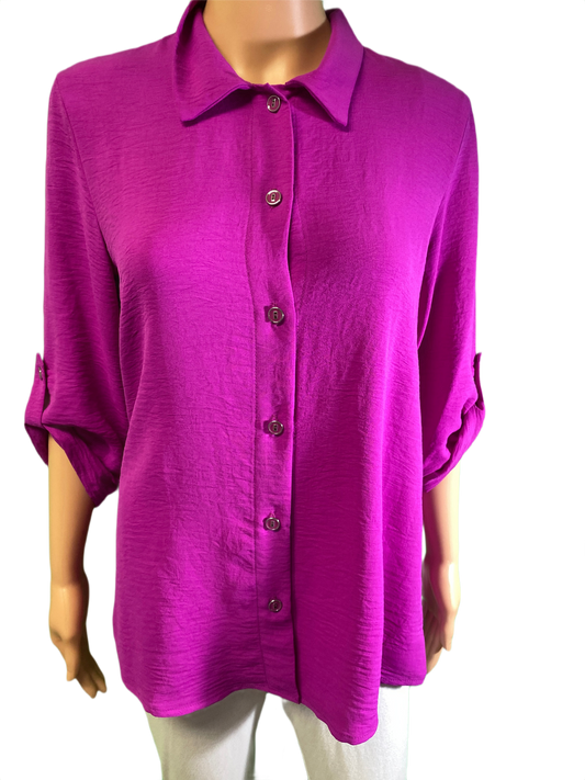 Roll-up Sleeve Button-up - Pure Essence Top
