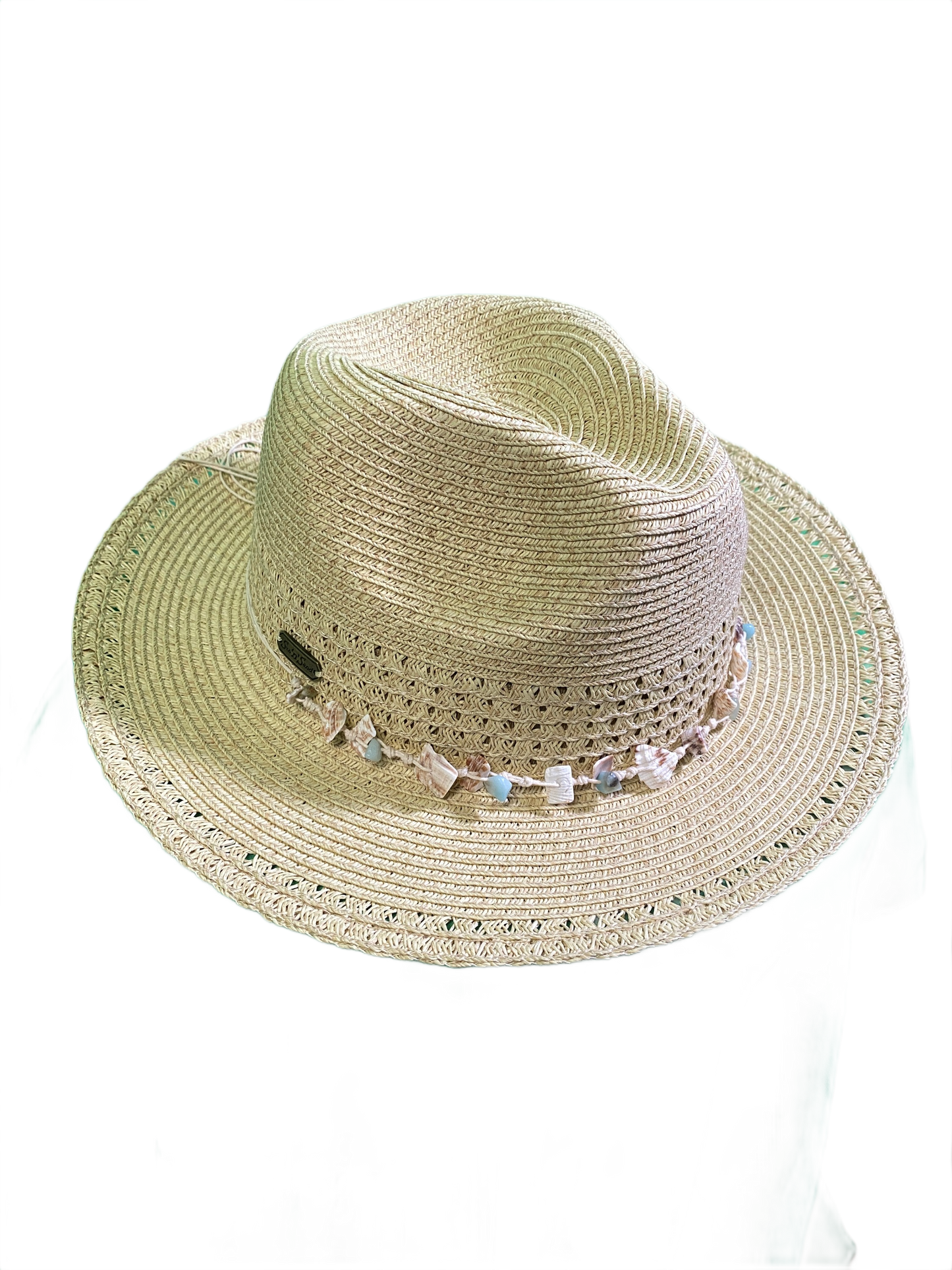 Paperbraid Fedora w/ Shell Trim - Sun 'N' Sand Hat