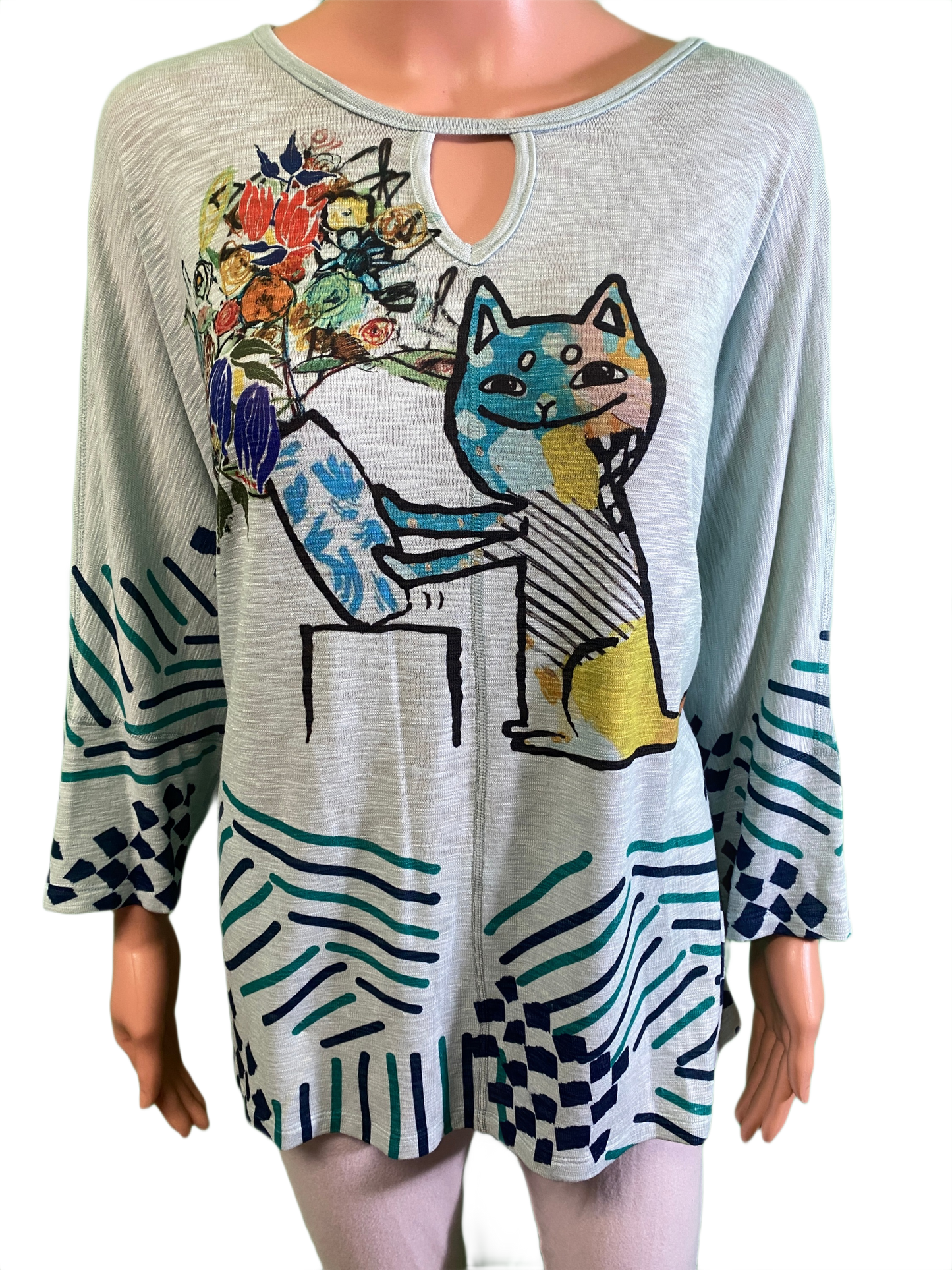 Cat-astrophe Key Hole Drop Shoulder Boxy - Inoah Top