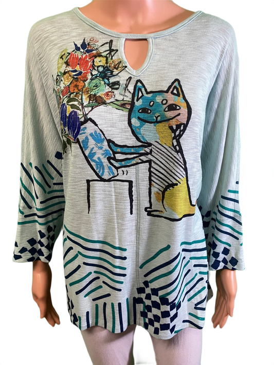Cat-astrophe Key Hole Drop Shoulder Boxy - Inoah Top