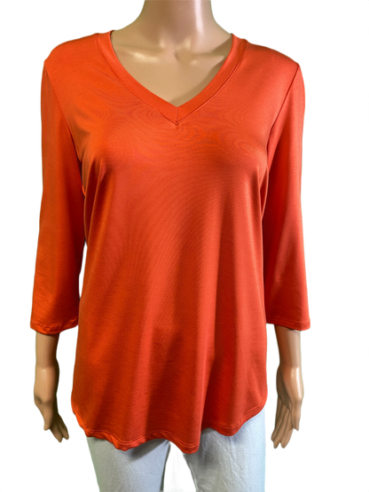 * Bamboo 3/4 Sleeve V-Neck - Pure Essence Top