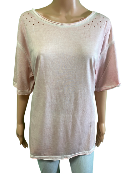 Distressed T-Shirt - Paper Lace Top