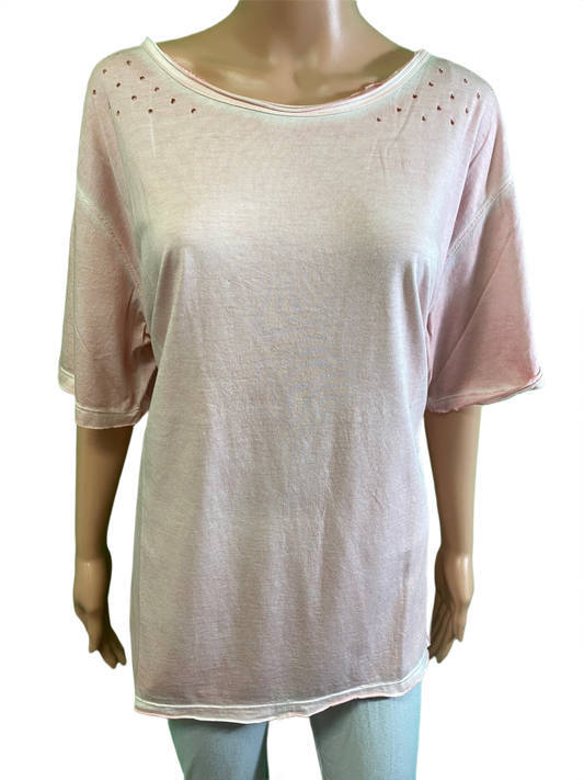 Distressed T-Shirt - Paper Lace Top