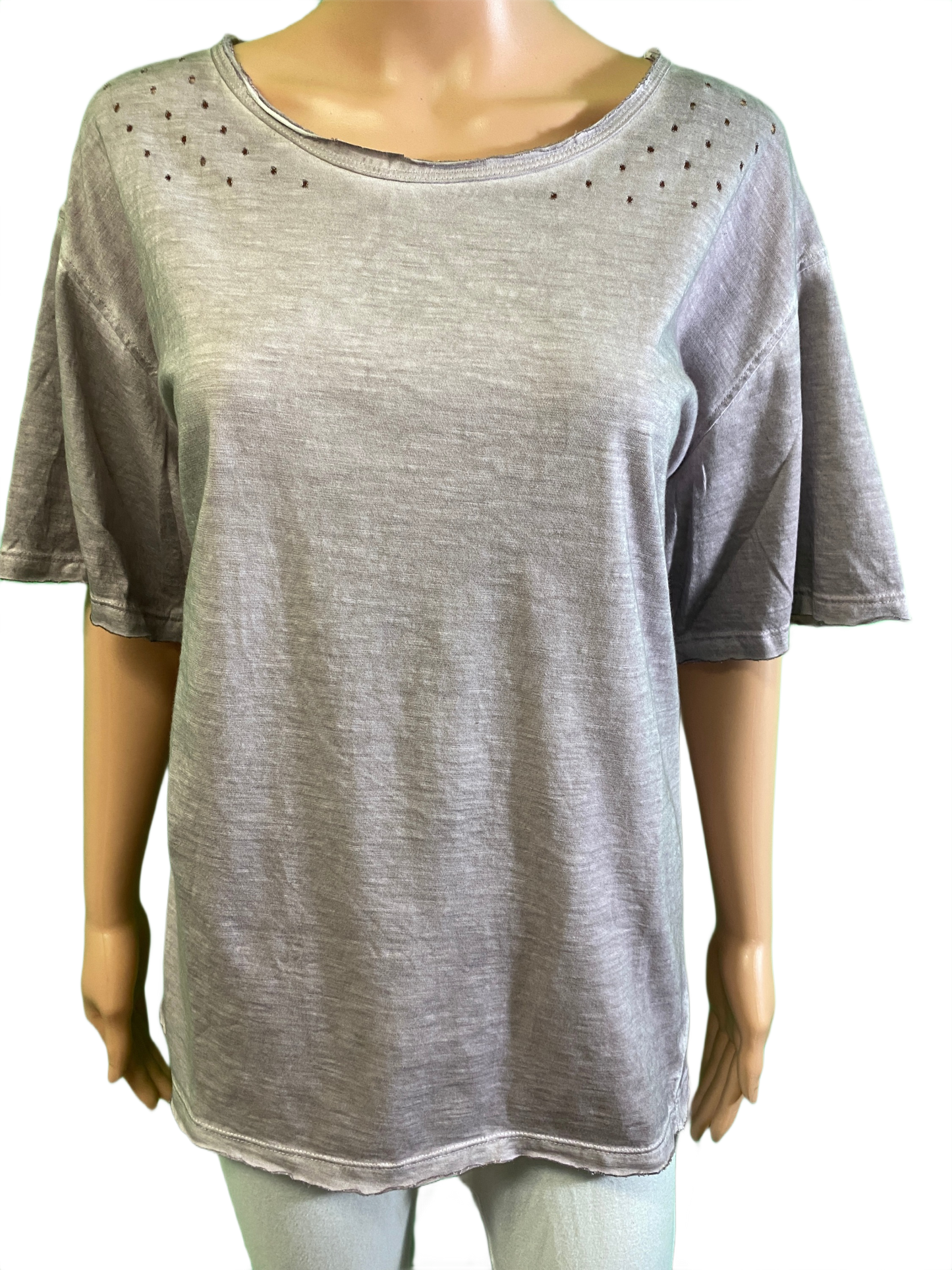 Distressed T-Shirt - Paper Lace Top