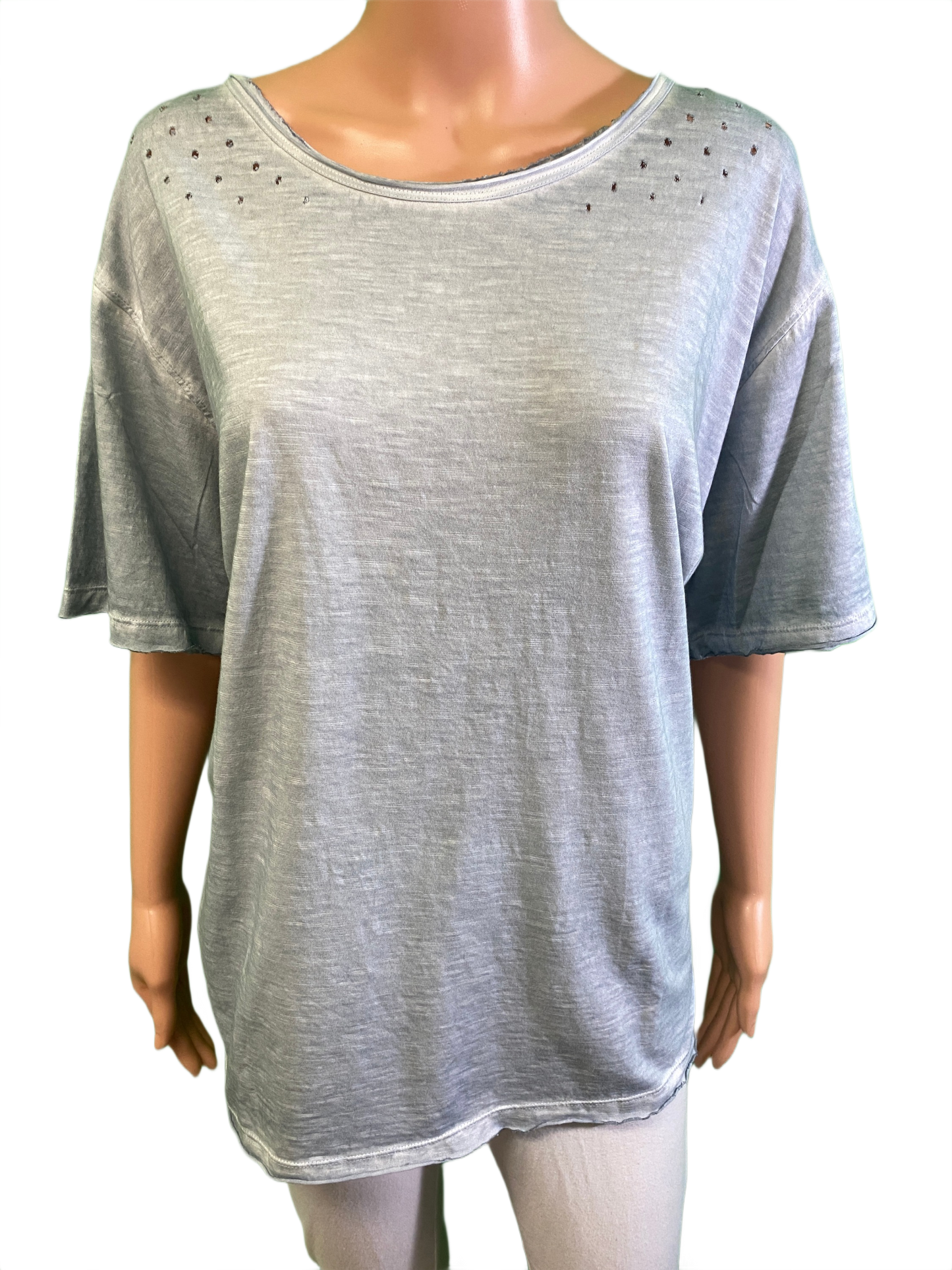 Distressed T-Shirt - Paper Lace Top