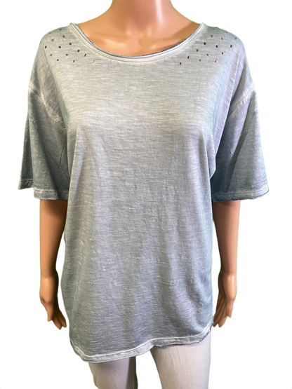 Distressed T-Shirt - Paper Lace Top