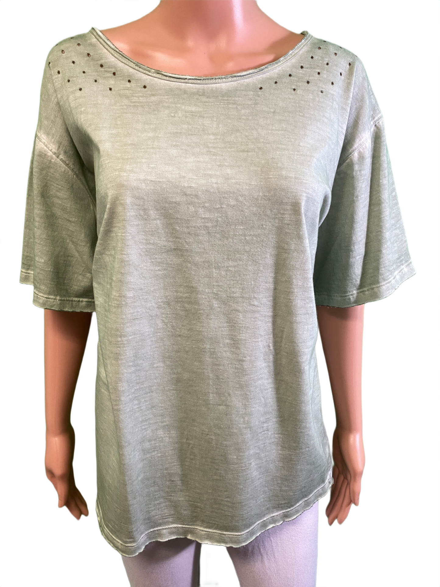 Distressed T-Shirt - Paper Lace Top