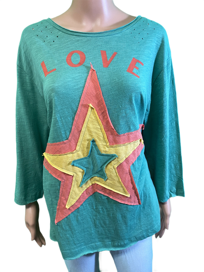 3/4 Sleeve Love Star - Paper Lace Top