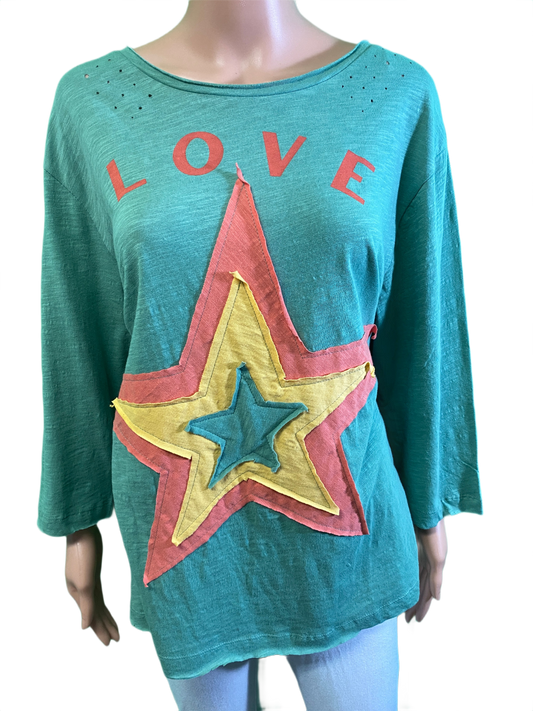 3/4 Sleeve Love Star - Paper Lace Top
