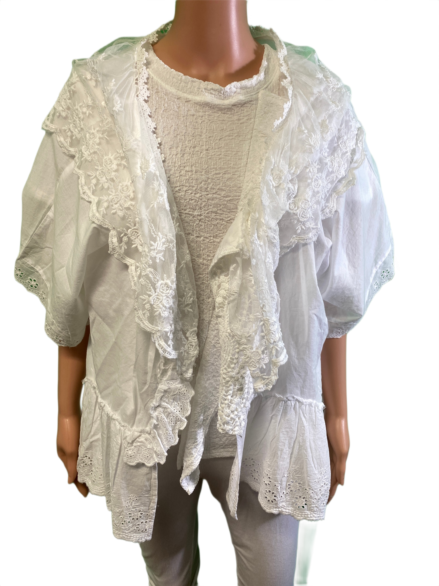 Boxy Draped Silhouette - Paper Lace Top