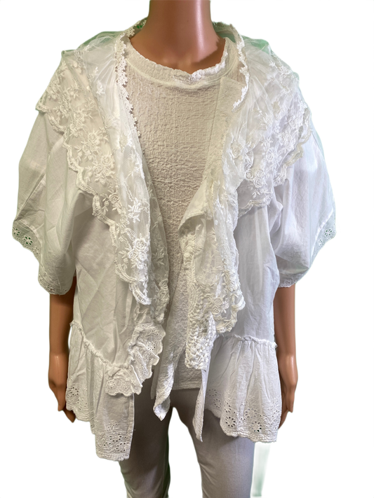 Boxy Draped Silhouette - Paper Lace Top