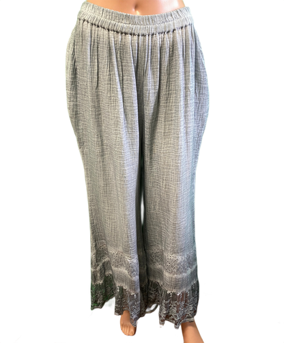 Gauze Pants w/ Lace at Bottom - Paper Lace Pants