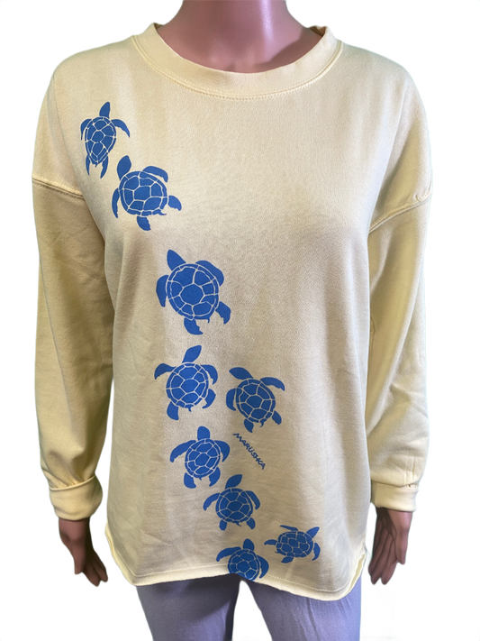 Sea Turtle March Drop Shoulder Crew - Marushka Sweatshirt