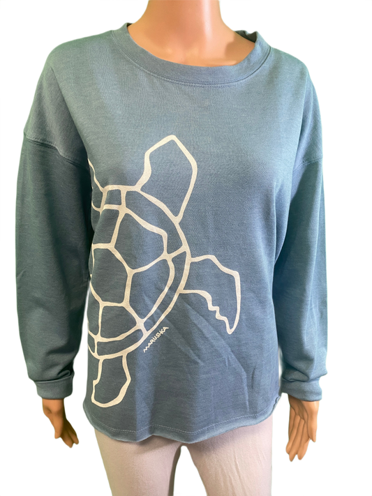 Big Sea Turtle Drop Shoulder Crew - Marushka Sweatshirt