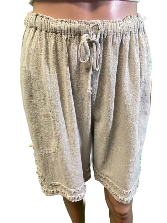 Bermuda w/ Frayed Trim - Oh My Gauze! Shorts