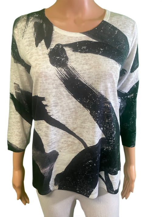 Fiona Abstract Black Strokes - Et' Lois Top