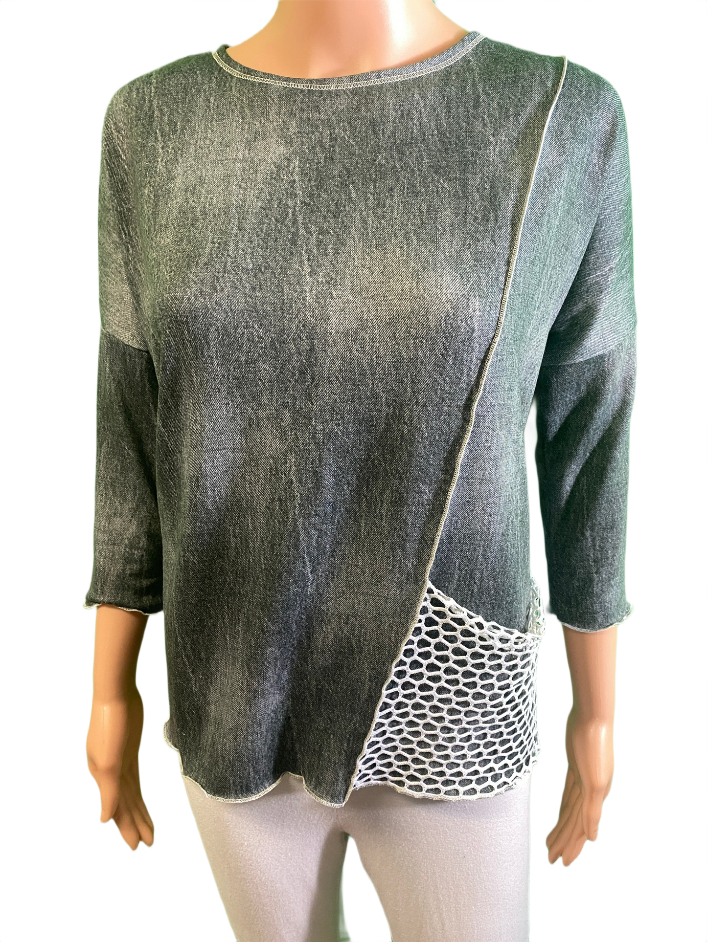 Denim Tee w/ Mesh Pocket - Vine Street Top