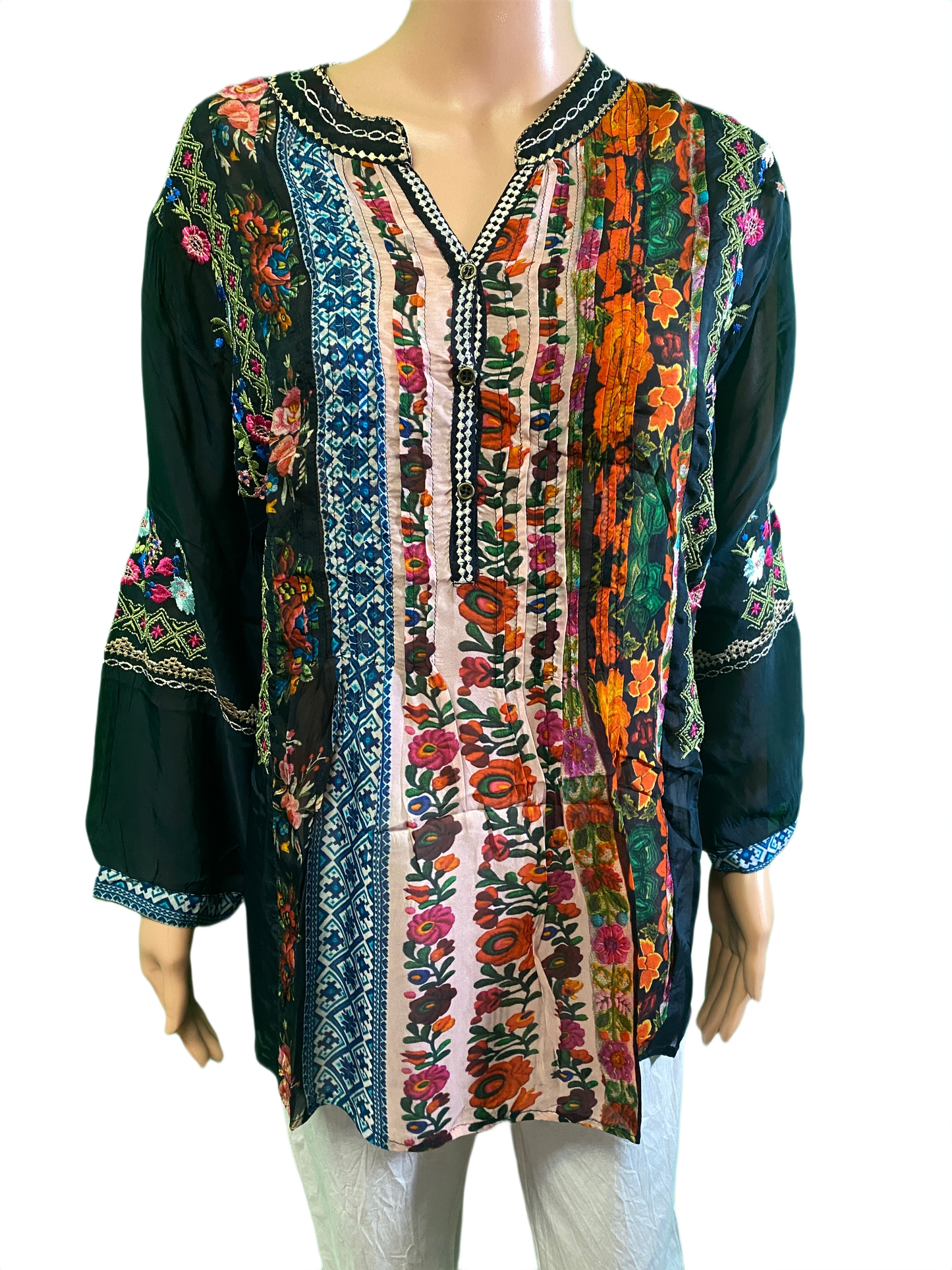Floral Embroidered Tunic Blouse - All About Her Top