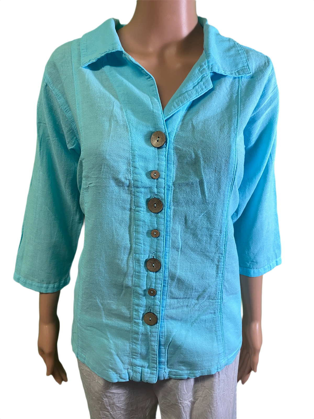 * Miami Gauze Novelty Button - Sea Breeze Top