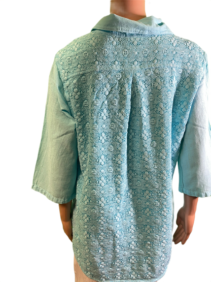 Miami Gauze w/ Lace Inserts - Sea Breeze Top