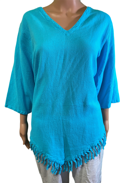 * Sedona Gauze Fringe - Sea Breeze Top
