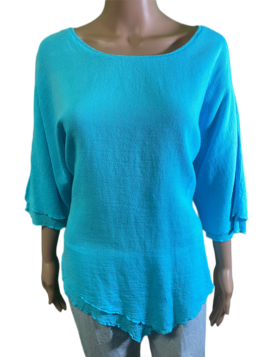 * French Gauze Double Layer - Sea Breeze Top