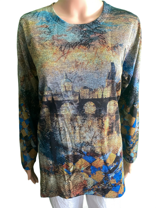 Bridge Town Long Sleeve Crew Neck A-Line - Inoah Top