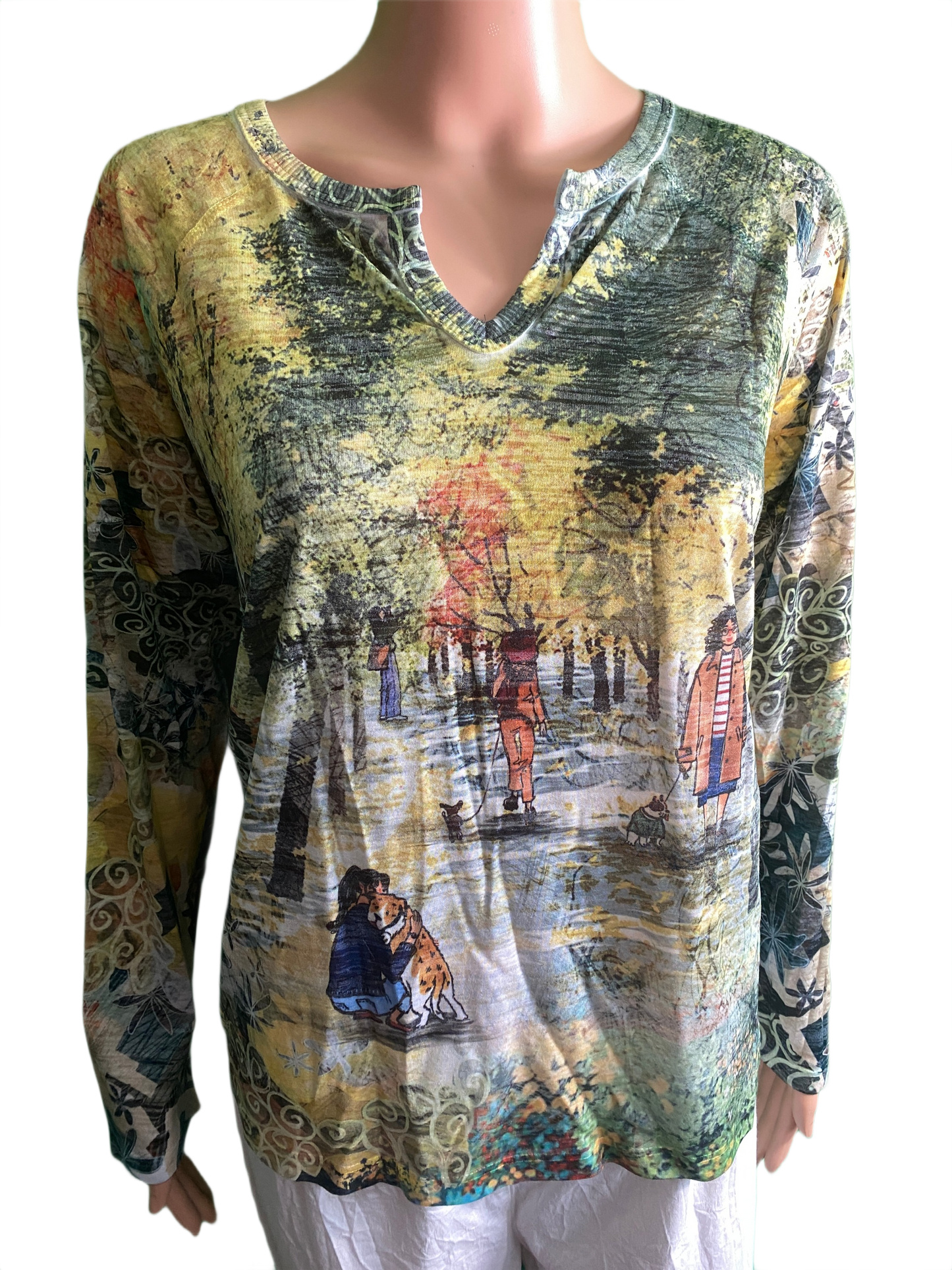 Pawfect Trail Burnout Long Sleeve V-Slit - Inoah Top