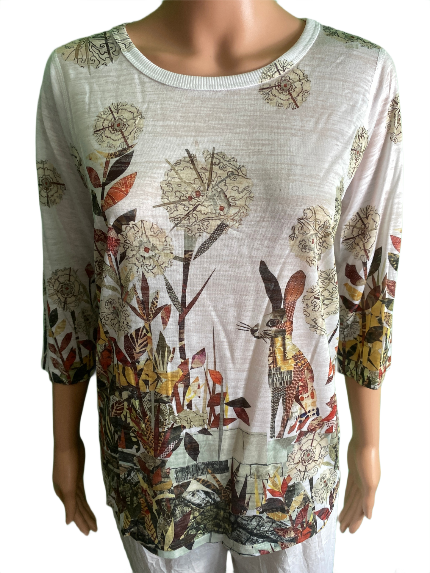 Curious Bunny Burnout 3/4 Sleeve A-Line Hi-Lo - Inoah Top