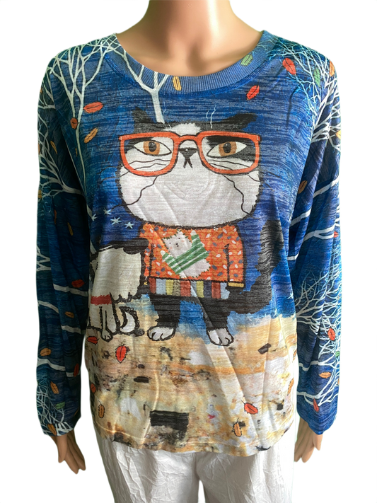 Cat-Scout Burnout Hi-Lo Dolman Sleeve Crew Neck - Inoah Top
