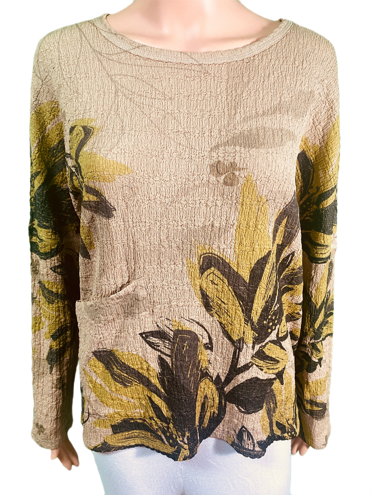 Green Envy Long Sleeve Round Neck Dolman - Inoah Top