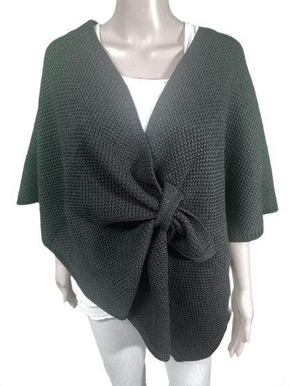 Bubbled Knit Loop-Through Poncho - Designer House Wrap