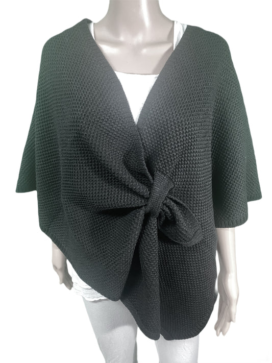 Bubbled Knit Loop-Through Poncho - Designer House Wrap