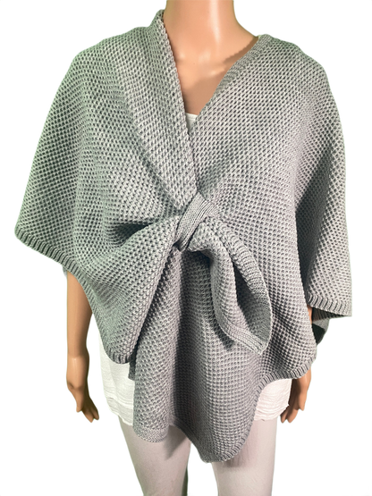 Bubbled Knit Loop-Through Poncho - Designer House Wrap