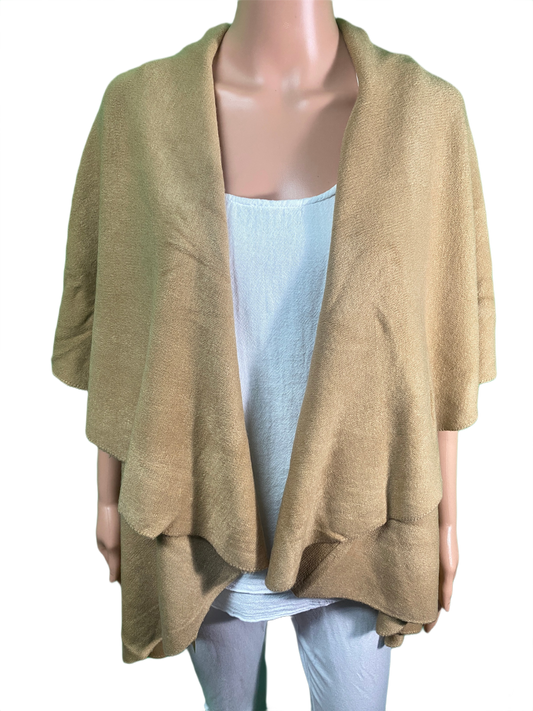 Cashmere Feel Open Front Waterfall Cardigan Cape - Designer House Wrap