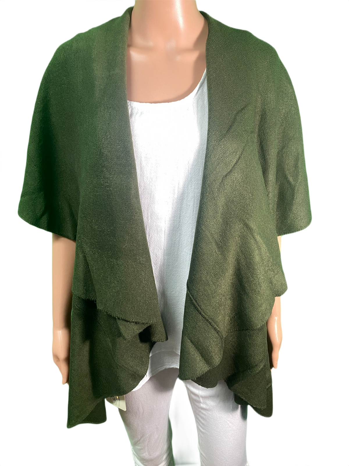 Cashmere Feel Open Front Waterfall Cardigan Cape - Designer House Wrap