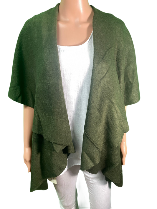 Cashmere Feel Open Front Waterfall Cardigan Cape - Designer House Wrap