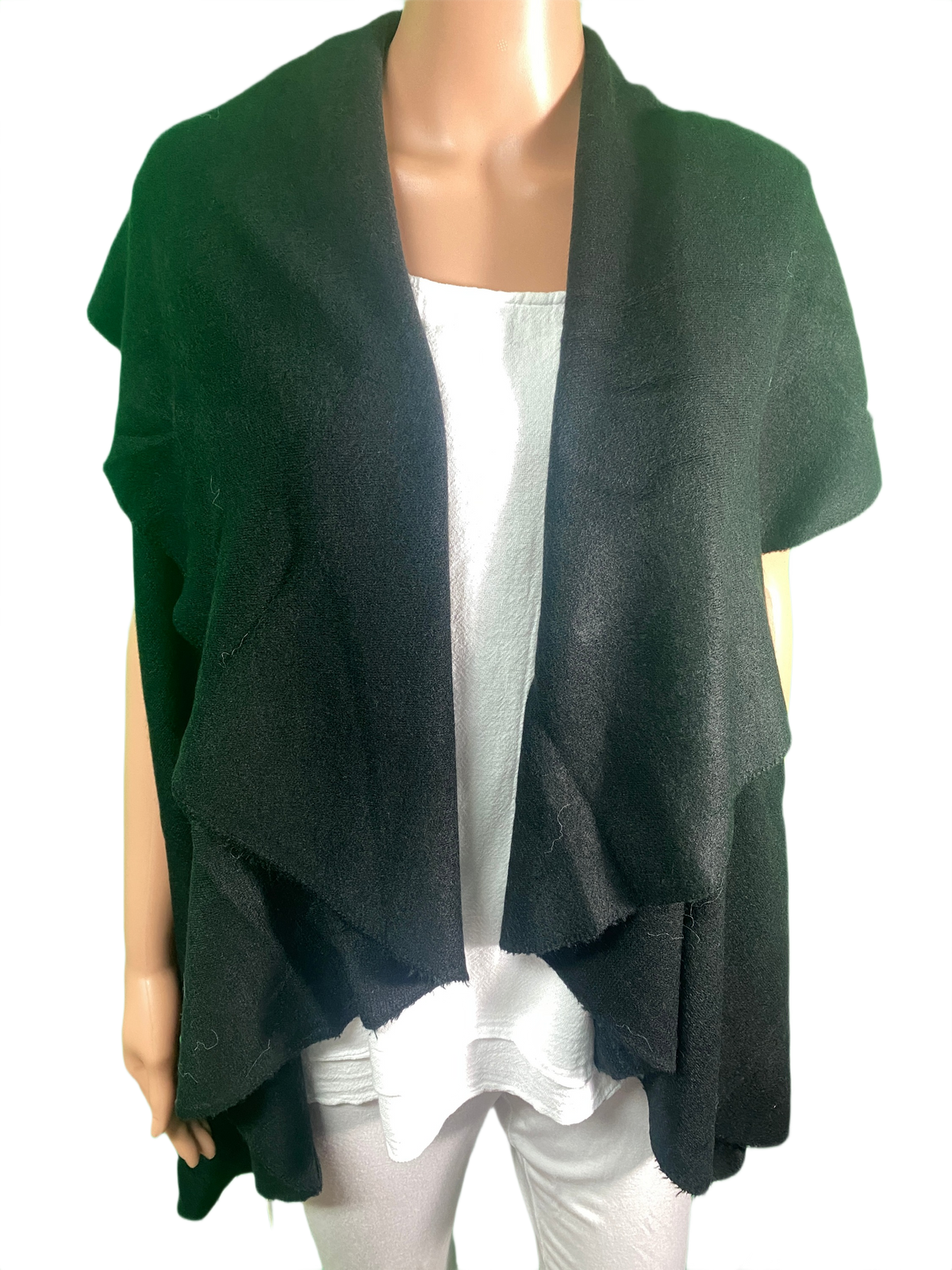 Cashmere Feel Open Front Waterfall Cardigan Cape - Designer House Wrap