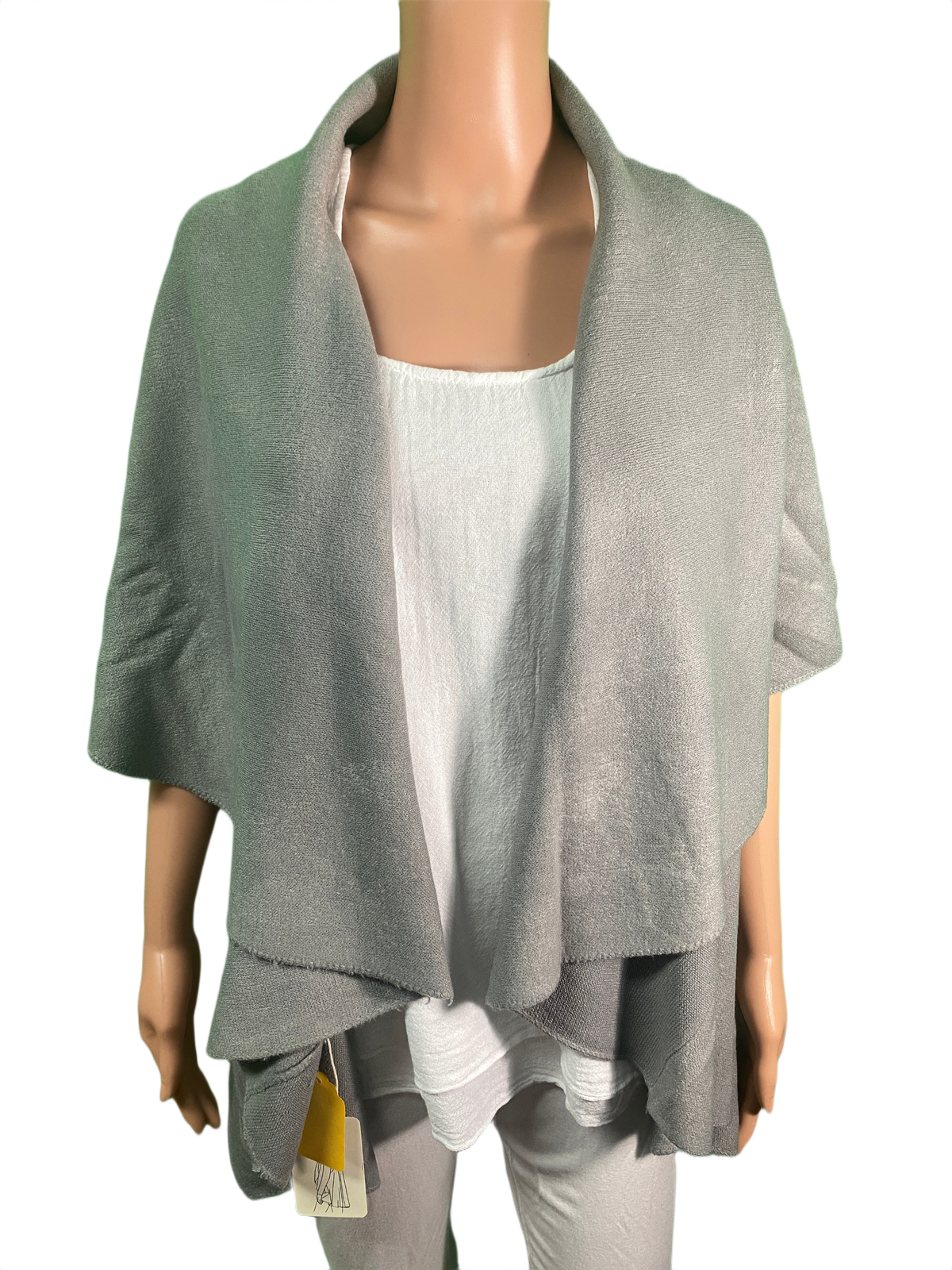 Cashmere Feel Open Front Waterfall Cardigan Cape - Designer House Wrap