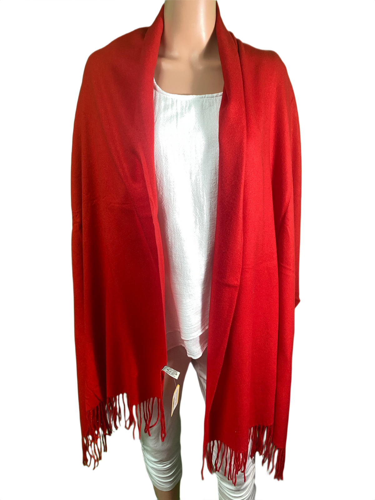 Luxurious Cashmere Blend Shawl Stole w/ Fringe - Designer House Wrap