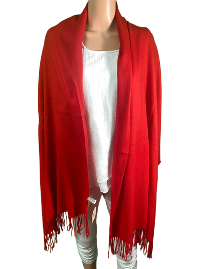 Luxurious Cashmere Blend Shawl Stole w/ Fringe - Designer House Wrap