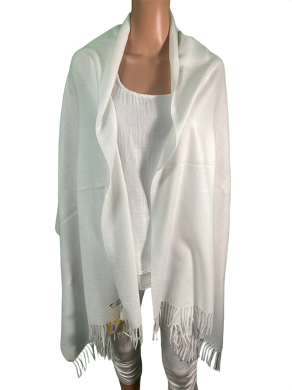 Luxurious Cashmere Blend Shawl Stole w/ Fringe - Designer House Wrap