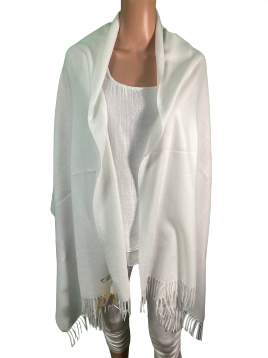 Luxurious Cashmere Blend Shawl Stole w/ Fringe - Designer House Wrap