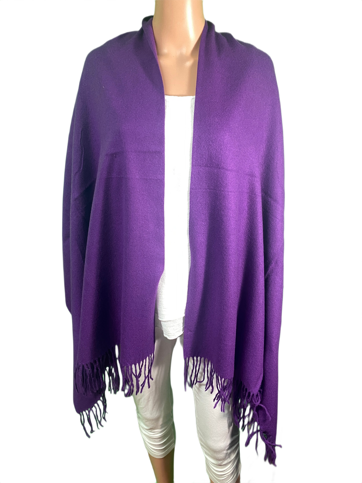 Luxurious Cashmere Blend Shawl Stole w/ Fringe - Designer House Wrap