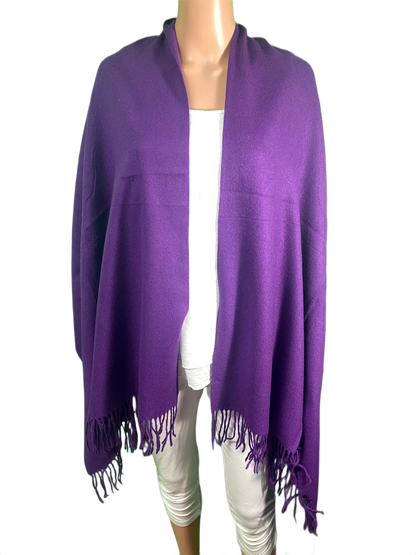 Luxurious Cashmere Blend Shawl Stole w/ Fringe - Designer House Wrap