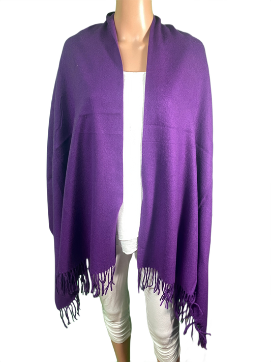 Luxurious Cashmere Blend Shawl Stole w/ Fringe - Designer House Wrap