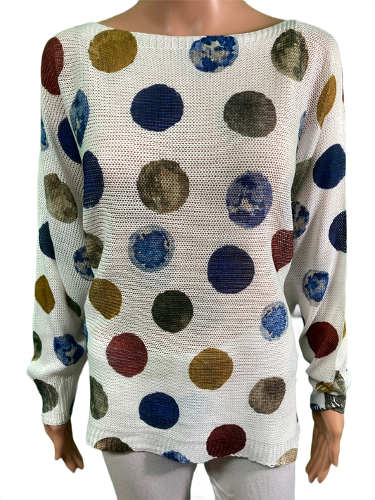Italian Multicolor Polka Dot Knit - LOOWIE Top