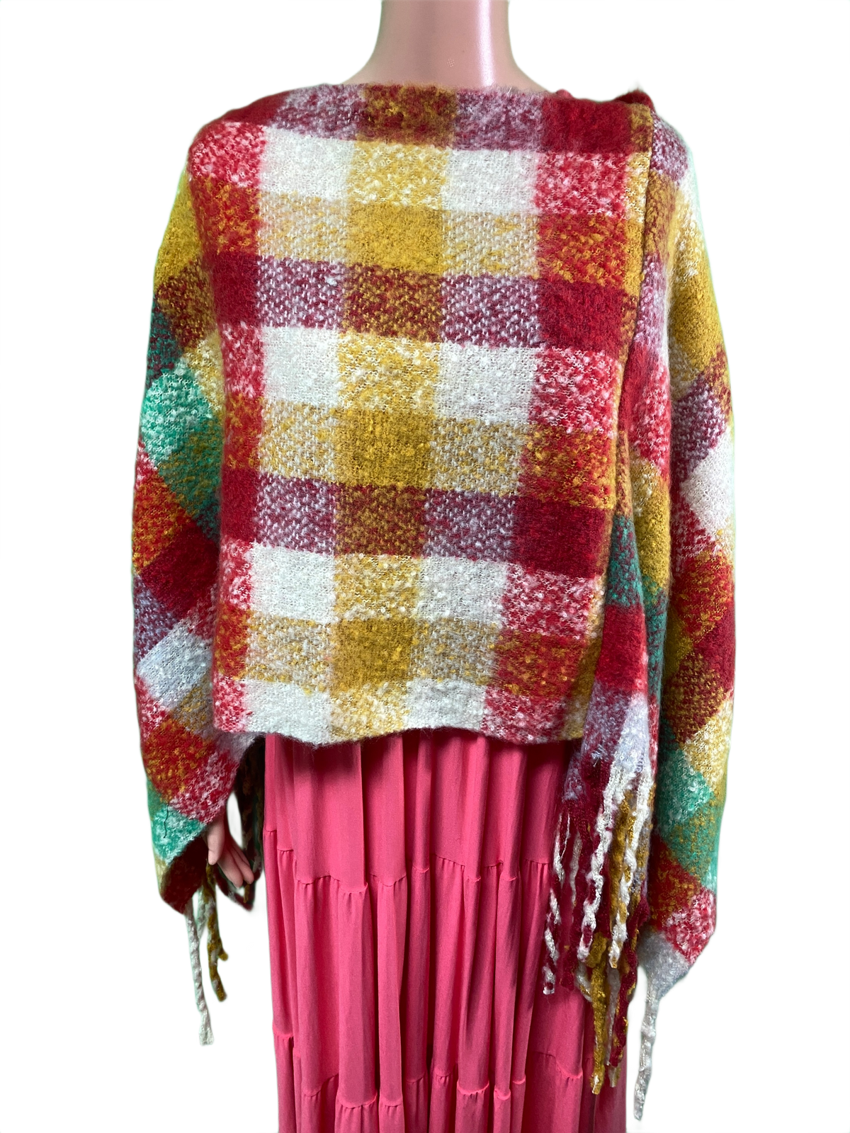 Multicolor Plaid Fringe - Designer House Sweater