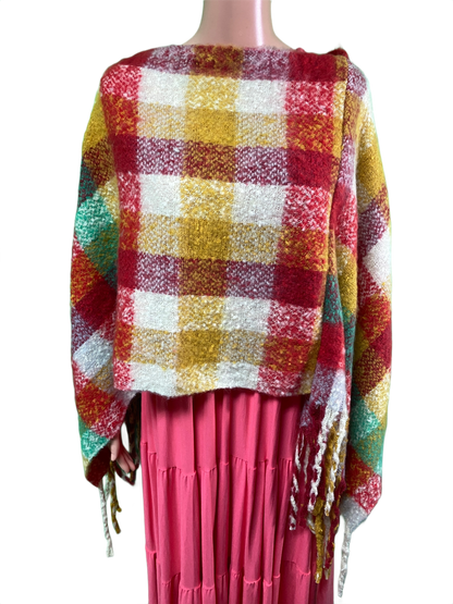 Multicolor Plaid Fringe - Designer House Sweater