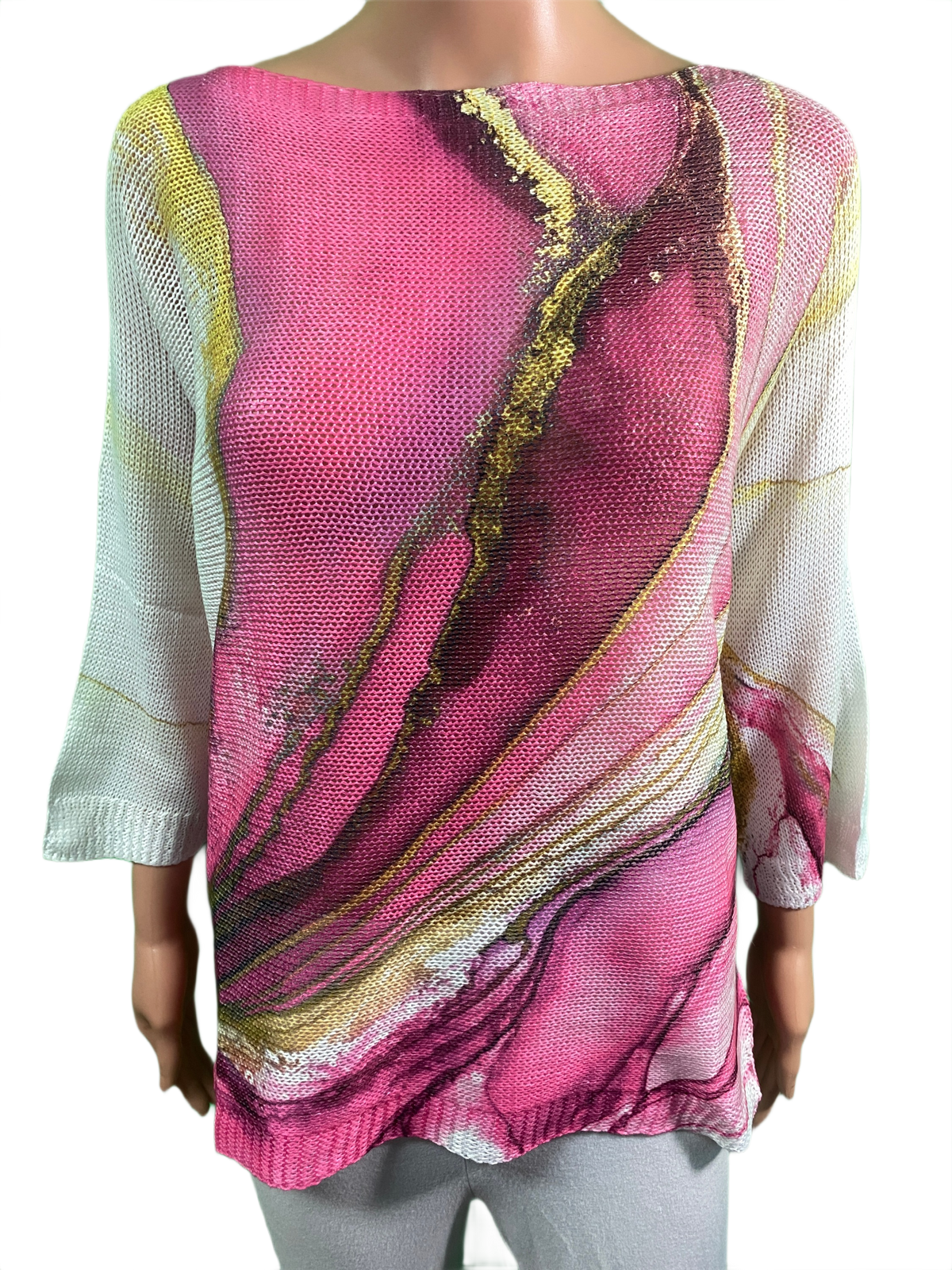 Italian Tie-dye Pink Printed Knit - LOOWIE Top
